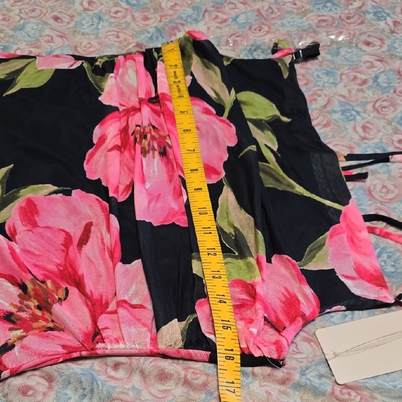 Persaya Black Maxi Dress with Pink Floral Design - Picture 3 of 9